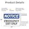 Signmission Exit Sign, Plastic, 24 in W, 18 in H, Emergency Exit Only OS-2PACK-NS-P-1824-L-11825 - alternate 7